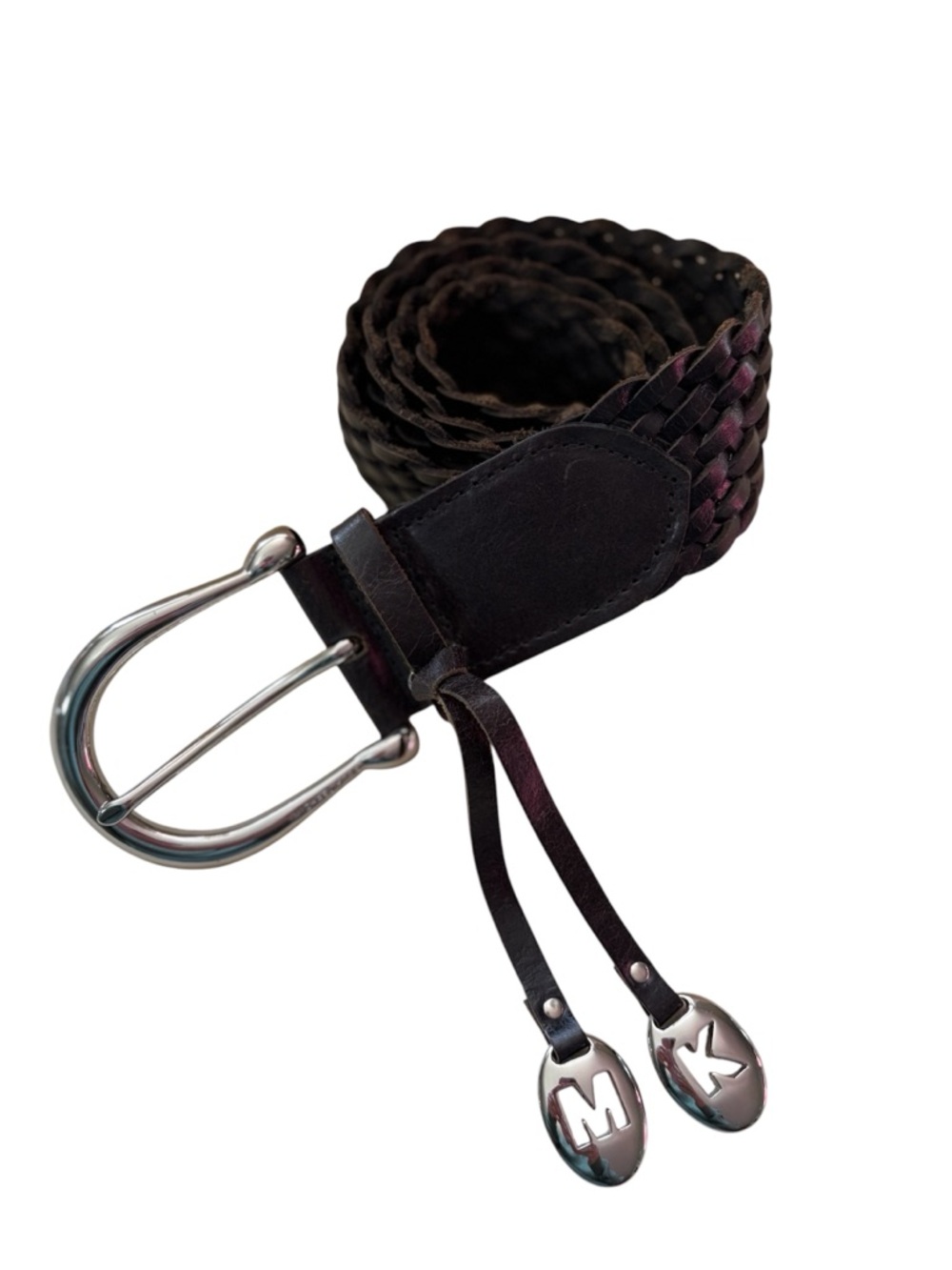 Michael Kors Black Leather Woven Belt